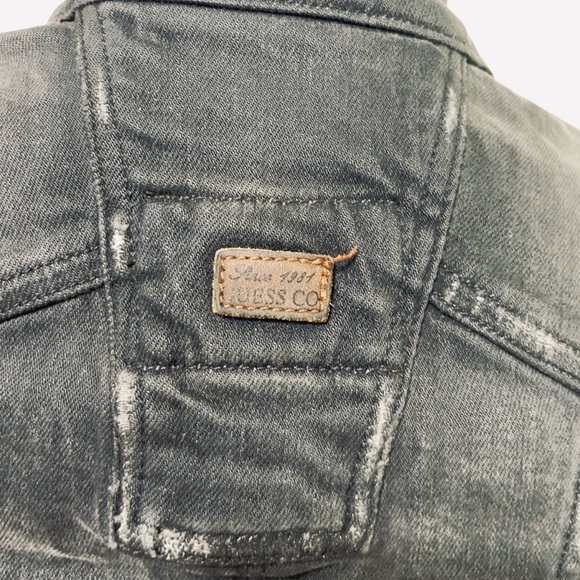 Guess Snap Button Denim Black Distressed Jacket size XS - Picture 9 of 14